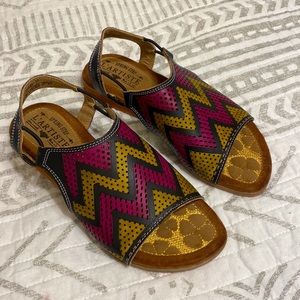 L’Artiste by Spring Step Lailah Black Multi Color Sling Back Sandals